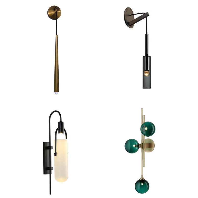 Elongated Dome/Tube/Tapered Wall Light Postmodern Smoke Grey/Green/White Glass 1 Head Living Room Wall Hanging Lamp in Gold/Black Clearhalo 'Cast Iron' 'Glass' 'Industrial' 'Modern wall lights' 'Modern' 'Tiffany' 'Traditional wall lights' 'Wall Lamps & Sconces' 'Wall Lights' Lighting' 1936709