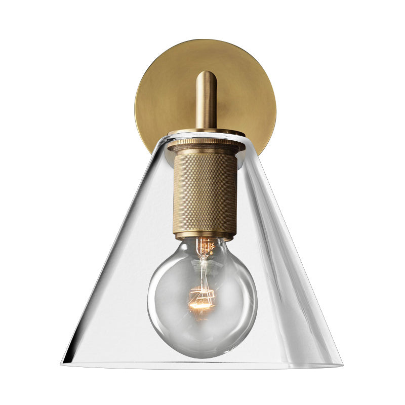 Bronze Armed Wall Sconce Light Postmodern Single Metal/Clear Glass Wall Lamp with/without Disc/Sphere/Cone Shade Clearhalo 'Cast Iron' 'Glass' 'Industrial' 'Modern wall lights' 'Modern' 'Tiffany' 'Traditional wall lights' 'Wall Lamps & Sconces' 'Wall Lights' Lighting' 1936760