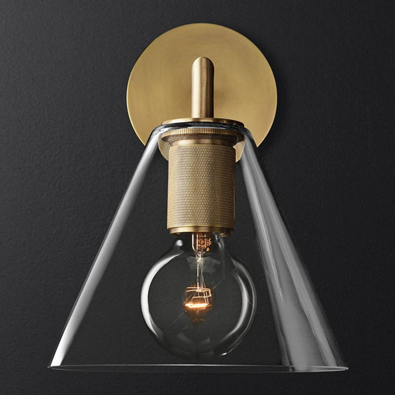 Bronze Armed Wall Sconce Light Postmodern Single Metal/Clear Glass Wall Lamp with/without Disc/Sphere/Cone Shade Clearhalo 'Cast Iron' 'Glass' 'Industrial' 'Modern wall lights' 'Modern' 'Tiffany' 'Traditional wall lights' 'Wall Lamps & Sconces' 'Wall Lights' Lighting' 1936761