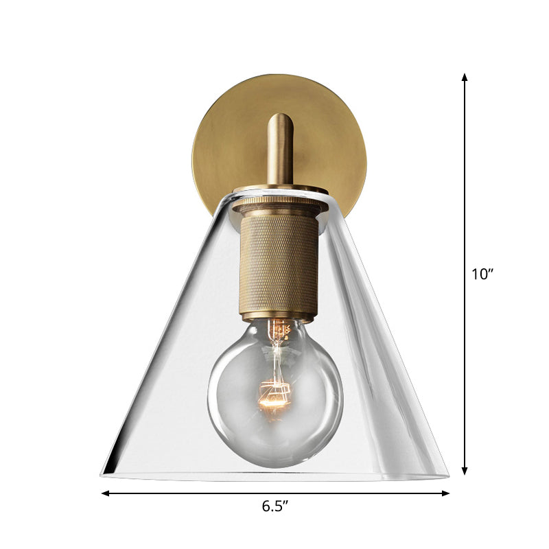 Bronze Armed Wall Sconce Light Postmodern Single Metal/Clear Glass Wall Lamp with/without Disc/Sphere/Cone Shade Clearhalo 'Cast Iron' 'Glass' 'Industrial' 'Modern wall lights' 'Modern' 'Tiffany' 'Traditional wall lights' 'Wall Lamps & Sconces' 'Wall Lights' Lighting' 1936762