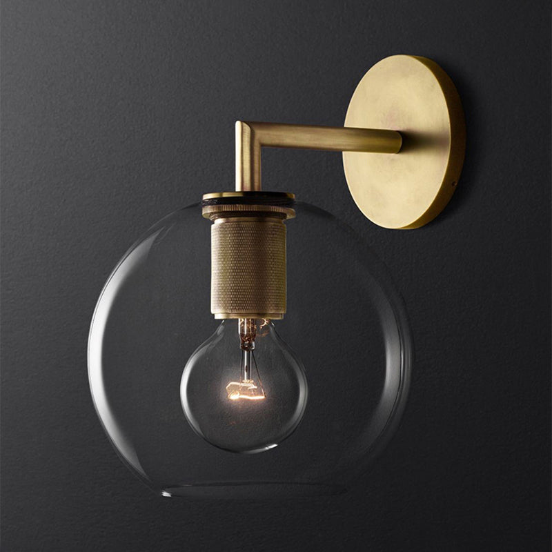 Bronze Armed Wall Sconce Light Postmodern Single Metal/Clear Glass Wall Lamp with/without Disc/Sphere/Cone Shade Clearhalo 'Cast Iron' 'Glass' 'Industrial' 'Modern wall lights' 'Modern' 'Tiffany' 'Traditional wall lights' 'Wall Lamps & Sconces' 'Wall Lights' Lighting' 1936764