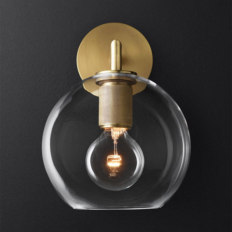 Bronze Armed Wall Sconce Light Postmodern Single Metal/Clear Glass Wall Lamp with/without Disc/Sphere/Cone Shade Clearhalo 'Cast Iron' 'Glass' 'Industrial' 'Modern wall lights' 'Modern' 'Tiffany' 'Traditional wall lights' 'Wall Lamps & Sconces' 'Wall Lights' Lighting' 1936765