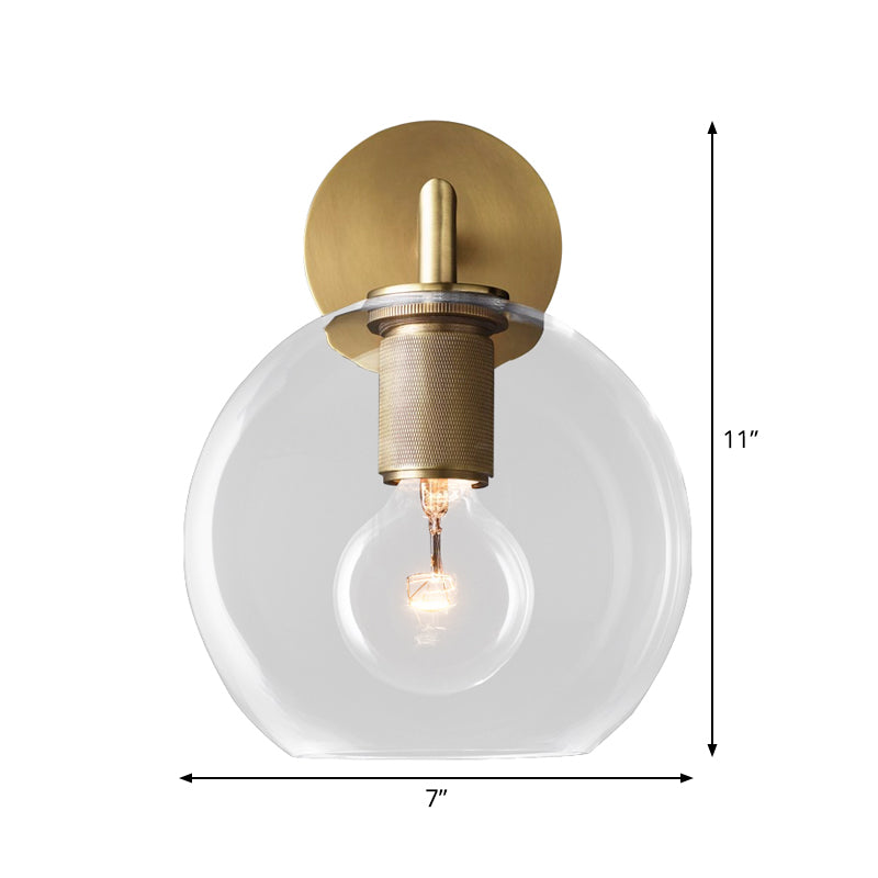 Bronze Armed Wall Sconce Light Postmodern Single Metal/Clear Glass Wall Lamp with/without Disc/Sphere/Cone Shade Clearhalo 'Cast Iron' 'Glass' 'Industrial' 'Modern wall lights' 'Modern' 'Tiffany' 'Traditional wall lights' 'Wall Lamps & Sconces' 'Wall Lights' Lighting' 1936766