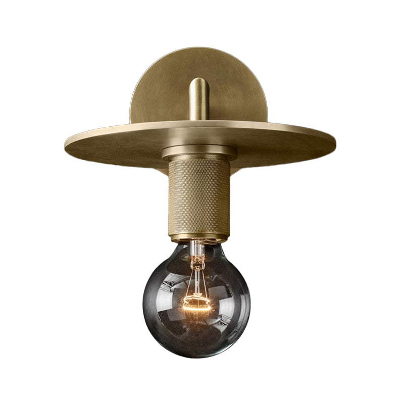 Bronze Armed Wall Sconce Light Postmodern Single Metal/Clear Glass Wall Lamp with/without Disc/Sphere/Cone Shade Bronze C Clearhalo 'Cast Iron' 'Glass' 'Industrial' 'Modern wall lights' 'Modern' 'Tiffany' 'Traditional wall lights' 'Wall Lamps & Sconces' 'Wall Lights' Lighting' 1936767