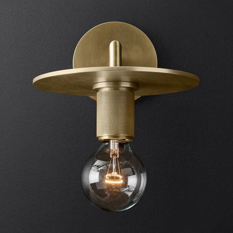 Bronze Armed Wall Sconce Light Postmodern Single Metal/Clear Glass Wall Lamp with/without Disc/Sphere/Cone Shade Clearhalo 'Cast Iron' 'Glass' 'Industrial' 'Modern wall lights' 'Modern' 'Tiffany' 'Traditional wall lights' 'Wall Lamps & Sconces' 'Wall Lights' Lighting' 1936768