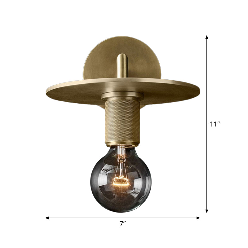 Bronze Armed Wall Sconce Light Postmodern Single Metal/Clear Glass Wall Lamp with/without Disc/Sphere/Cone Shade Clearhalo 'Cast Iron' 'Glass' 'Industrial' 'Modern wall lights' 'Modern' 'Tiffany' 'Traditional wall lights' 'Wall Lamps & Sconces' 'Wall Lights' Lighting' 1936769