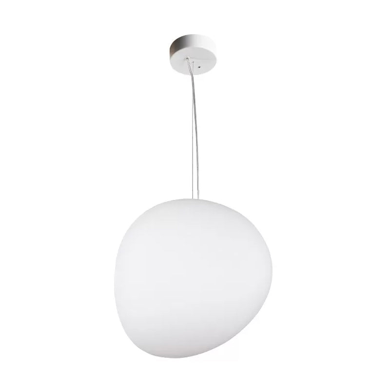 Floating Pebble Dining Room Pendant Lamp Cream Glass 1 Head Minimalist Hanging Ceiling Light in White, 9"/12.5"/18" Wide Clearhalo 'Ceiling Lights' 'Modern Pendants' 'Modern' 'Pendant Lights' 'Pendants' Lighting' 1936796