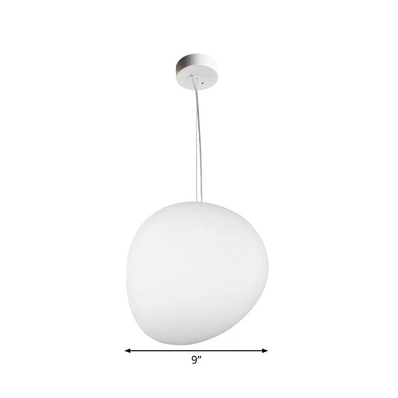 Floating Pebble Dining Room Pendant Lamp Cream Glass 1 Head Minimalist Hanging Ceiling Light in White, 9"/12.5"/18" Wide Clearhalo 'Ceiling Lights' 'Modern Pendants' 'Modern' 'Pendant Lights' 'Pendants' Lighting' 1936797