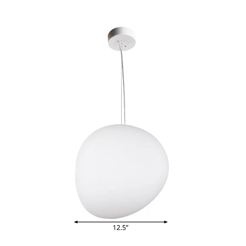 Floating Pebble Dining Room Pendant Lamp Cream Glass 1 Head Minimalist Hanging Ceiling Light in White, 9"/12.5"/18" Wide Clearhalo 'Ceiling Lights' 'Modern Pendants' 'Modern' 'Pendant Lights' 'Pendants' Lighting' 1936798