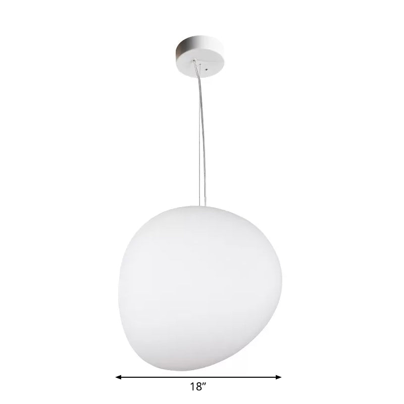 Floating Pebble Dining Room Pendant Lamp Cream Glass 1 Head Minimalist Hanging Ceiling Light in White, 9"/12.5"/18" Wide Clearhalo 'Ceiling Lights' 'Modern Pendants' 'Modern' 'Pendant Lights' 'Pendants' Lighting' 1936799