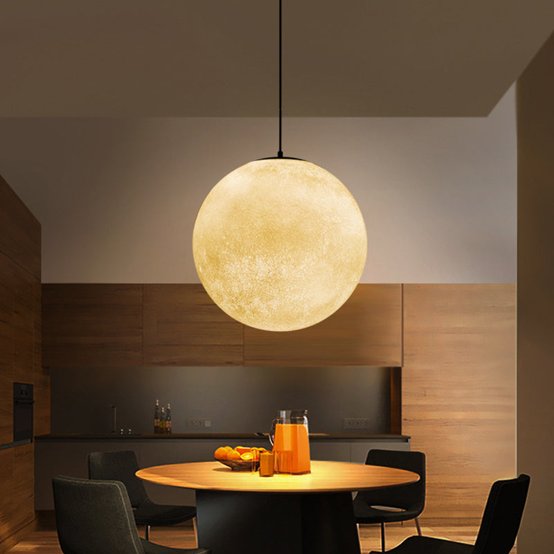 White Glass Super Moon Pendulum Light Romantic Modern 1-Light Ceiling Hang Lamp, 10"/12"/16" Wide Clearhalo 'Ceiling Lights' 'Modern Pendants' 'Modern' 'Pendant Lights' 'Pendants' Lighting' 1936856