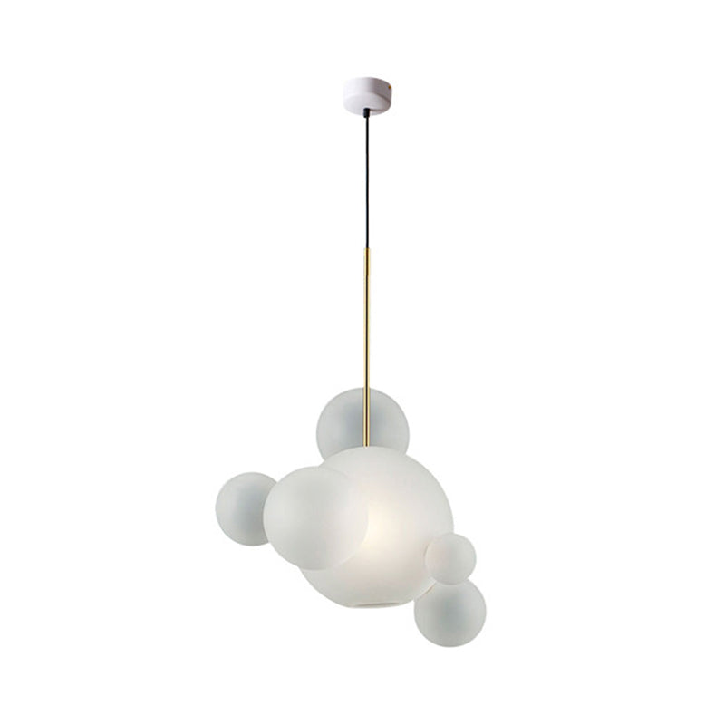 Bubble Hanging Pendant Light Modern Mouth Blown White Glass 5-Bulb Cafe House Ceiling Suspension Lamp Clearhalo 'Ceiling Lights' 'Modern Pendants' 'Modern' 'Pendant Lights' 'Pendants' Lighting' 1936947