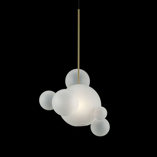 Bubble Hanging Pendant Light Modern Mouth Blown White Glass 5-Bulb Cafe House Ceiling Suspension Lamp Clearhalo 'Ceiling Lights' 'Modern Pendants' 'Modern' 'Pendant Lights' 'Pendants' Lighting' 1936948