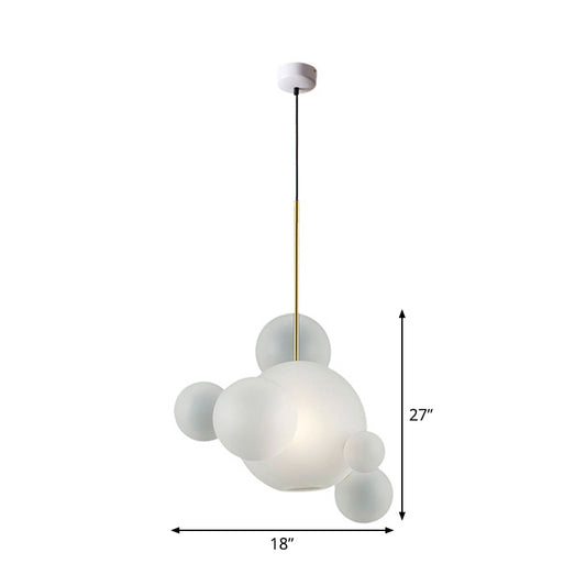 Bubble Hanging Pendant Light Modern Mouth Blown White Glass 5-Bulb Cafe House Ceiling Suspension Lamp Clearhalo 'Ceiling Lights' 'Modern Pendants' 'Modern' 'Pendant Lights' 'Pendants' Lighting' 1936949