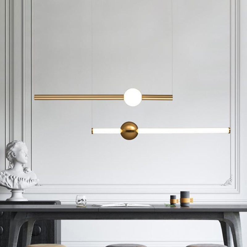 1-Head Bedside Drop Pendant Postmodern Gold/Clear Hanging Light with Tubular Frosted White Glass Shade Clear B Clearhalo 'Ceiling Lights' 'Modern Pendants' 'Modern' 'Pendant Lights' 'Pendants' Lighting' 1937028