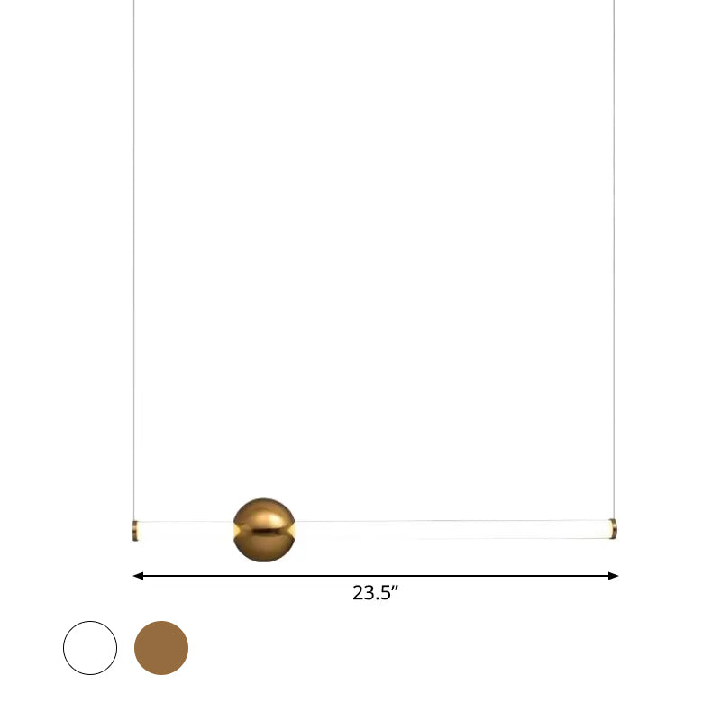 1-Head Bedside Drop Pendant Postmodern Gold/Clear Hanging Light with Tubular Frosted White Glass Shade Clearhalo 'Ceiling Lights' 'Modern Pendants' 'Modern' 'Pendant Lights' 'Pendants' Lighting' 1937030