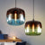 Drum Pendant Ceiling Light Postmodern Blue/Green-Brown Glass 1 Bulb Dining Room Suspension Lamp with Recessed Bottom Blue Clearhalo 'Ceiling Lights' 'Glass shade' 'Glass' 'Modern Pendants' 'Modern' 'Pendant Lights' 'Pendants' Lighting' 1937098