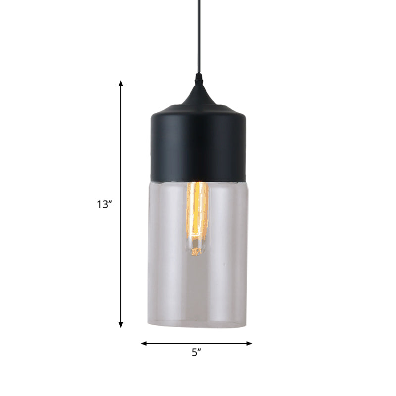 1 Light Restaurant Down Lighting Modern Black Pendant Lamp with Jar Clear Glass Shade Clearhalo 'Ceiling Lights' 'Modern Pendants' 'Modern' 'Pendant Lights' 'Pendants' Lighting' 1937143