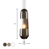 1 Bulb Bedroom Down Lighting Postmodern Black Hanging Pendant with Capsule Clear/Smoke/Amber Glass Shade Clearhalo 'Ceiling Lights' 'Glass shade' 'Glass' 'Modern Pendants' 'Modern' 'Pendant Lights' 'Pendants' Lighting' 1937234