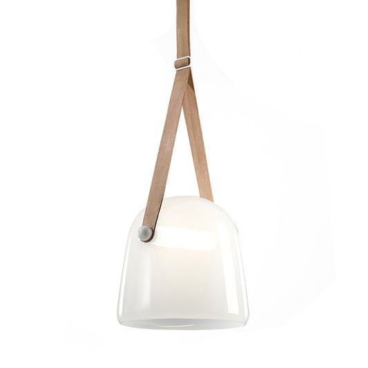 Cream/Smoke Grey Glass Cloche Pendant Postmodern 1 Bulb Black/Beige Hanging Ceiling Light with Buckle Strap Clearhalo 'Ceiling Lights' 'Glass shade' 'Glass' 'Modern Pendants' 'Modern' 'Pendant Lights' 'Pendants' Lighting' 1937321
