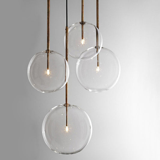 Clear Glass Globe Suspension Lighting Minimalist 6"/8"/10" Wide Single Gold Hanging Pendant over Table - Gold - Clearhalo - 'Ceiling Lights' - 'Glass shade' - 'Glass' - 'Modern Pendants' - 'Modern' - 'Pendant Lights' - 'Pendants' - Lighting' - 1937390