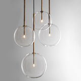 Clear Glass Globe Suspension Lighting Minimalist 6"/8"/10" Wide Single Gold Hanging Pendant over Table Gold Clearhalo 'Ceiling Lights' 'Glass shade' 'Glass' 'Modern Pendants' 'Modern' 'Pendant Lights' 'Pendants' Lighting' 1937390