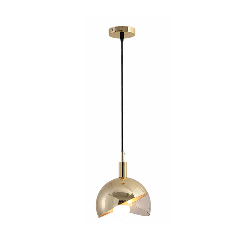 Swivel Dome Shade Hanging Light Post-Modern Clear Glass 1 Head Dining Room Down Lighting Pendant in Gold/Rose Gold Clearhalo 'Ceiling Lights' 'Modern Pendants' 'Modern' 'Pendant Lights' 'Pendants' Lighting' 1937543