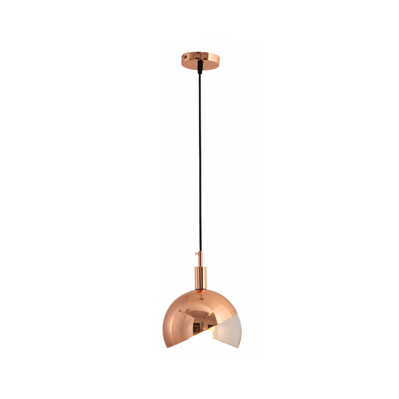 Swivel Dome Shade Hanging Light Post-Modern Clear Glass 1 Head Dining Room Down Lighting Pendant in Gold/Rose Gold Clearhalo 'Ceiling Lights' 'Modern Pendants' 'Modern' 'Pendant Lights' 'Pendants' Lighting' 1937547