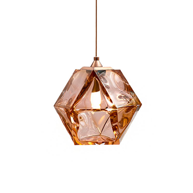 Geometric Pendant Light Fixture Postmodern White/Smoke Grey/Rose Gold Glass 1 Light Dining Room Ceiling Hang Lamp Clearhalo 'Ceiling Lights' 'Glass shade' 'Glass' 'Modern Pendants' 'Modern' 'Pendant Lights' 'Pendants' Lighting' 1937552