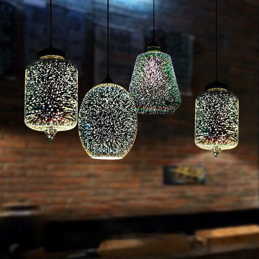 Jug/Ellipse Snack Bar Drop Pendant 3D Colorful Glass 1-Light Postmodern Hanging Light in Silver Silver A Clearhalo 'Ceiling Lights' 'Glass shade' 'Glass' 'Modern Pendants' 'Modern' 'Pendant Lights' 'Pendants' Lighting' 1937562