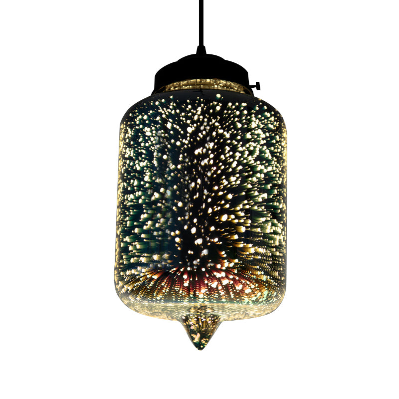 Jug/Ellipse Snack Bar Drop Pendant 3D Colorful Glass 1-Light Postmodern Hanging Light in Silver Clearhalo 'Ceiling Lights' 'Glass shade' 'Glass' 'Modern Pendants' 'Modern' 'Pendant Lights' 'Pendants' Lighting' 1937565