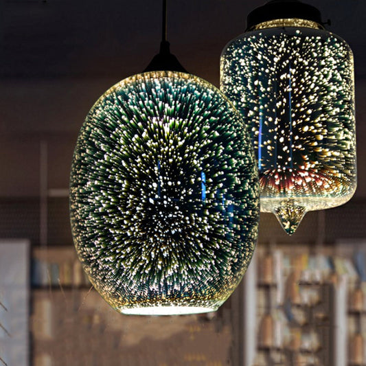 Jug/Ellipse Snack Bar Drop Pendant 3D Colorful Glass 1-Light Postmodern Hanging Light in Silver Silver B Clearhalo 'Ceiling Lights' 'Glass shade' 'Glass' 'Modern Pendants' 'Modern' 'Pendant Lights' 'Pendants' Lighting' 1937567