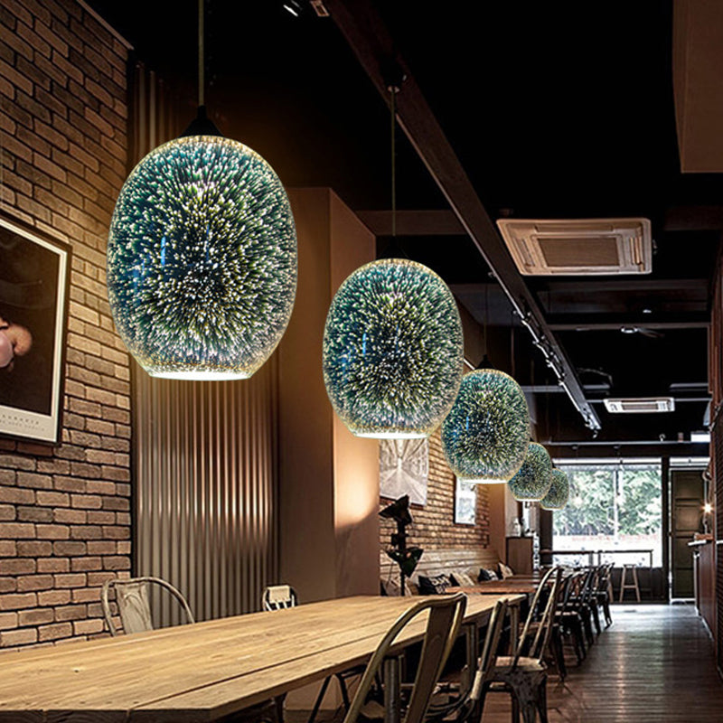 Jug/Ellipse Snack Bar Drop Pendant 3D Colorful Glass 1-Light Postmodern Hanging Light in Silver Clearhalo 'Ceiling Lights' 'Glass shade' 'Glass' 'Modern Pendants' 'Modern' 'Pendant Lights' 'Pendants' Lighting' 1937568