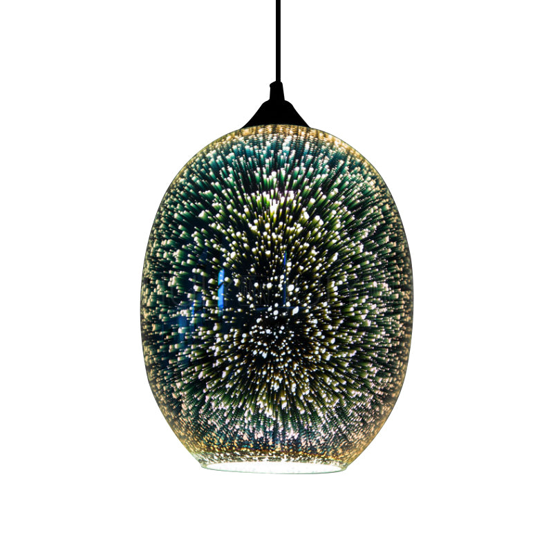 Jug/Ellipse Snack Bar Drop Pendant 3D Colorful Glass 1-Light Postmodern Hanging Light in Silver Clearhalo 'Ceiling Lights' 'Glass shade' 'Glass' 'Modern Pendants' 'Modern' 'Pendant Lights' 'Pendants' Lighting' 1937570