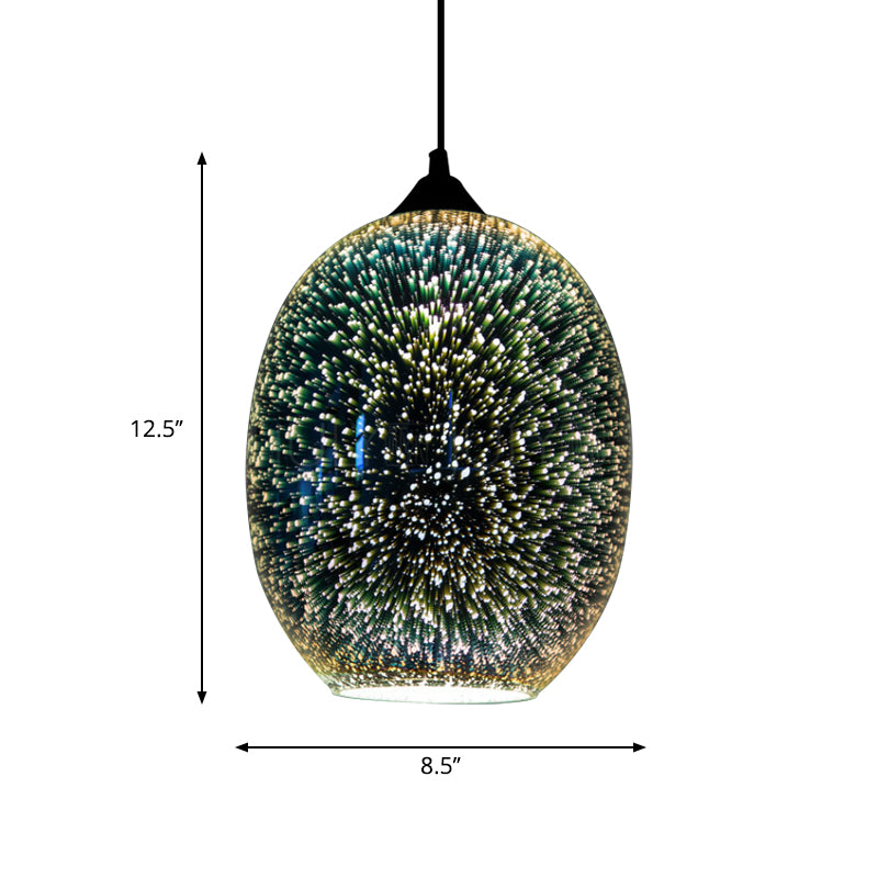 Jug/Ellipse Snack Bar Drop Pendant 3D Colorful Glass 1-Light Postmodern Hanging Light in Silver Clearhalo 'Ceiling Lights' 'Glass shade' 'Glass' 'Modern Pendants' 'Modern' 'Pendant Lights' 'Pendants' Lighting' 1937571
