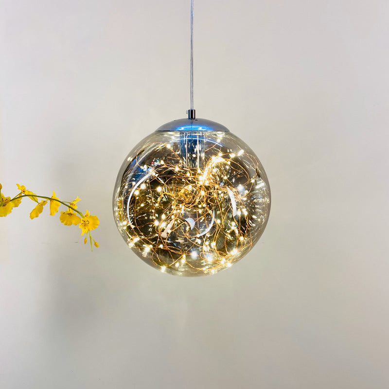 Sphere/Cylinder/Oval LED Ceiling Light Postmodern Smoke Grey Glass Chrome/Black Hanging Pendant Lamp for Dining Room Smoke Gray A Clearhalo 'Ceiling Lights' 'Glass shade' 'Glass' 'Modern Pendants' 'Modern' 'Pendant Lights' 'Pendants' Lighting' 1937572