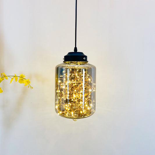 Sphere/Cylinder/Oval LED Ceiling Light Postmodern Smoke Grey Glass Chrome/Black Hanging Pendant Lamp for Dining Room Smoke Gray B Clearhalo 'Ceiling Lights' 'Glass shade' 'Glass' 'Modern Pendants' 'Modern' 'Pendant Lights' 'Pendants' Lighting' 1937575