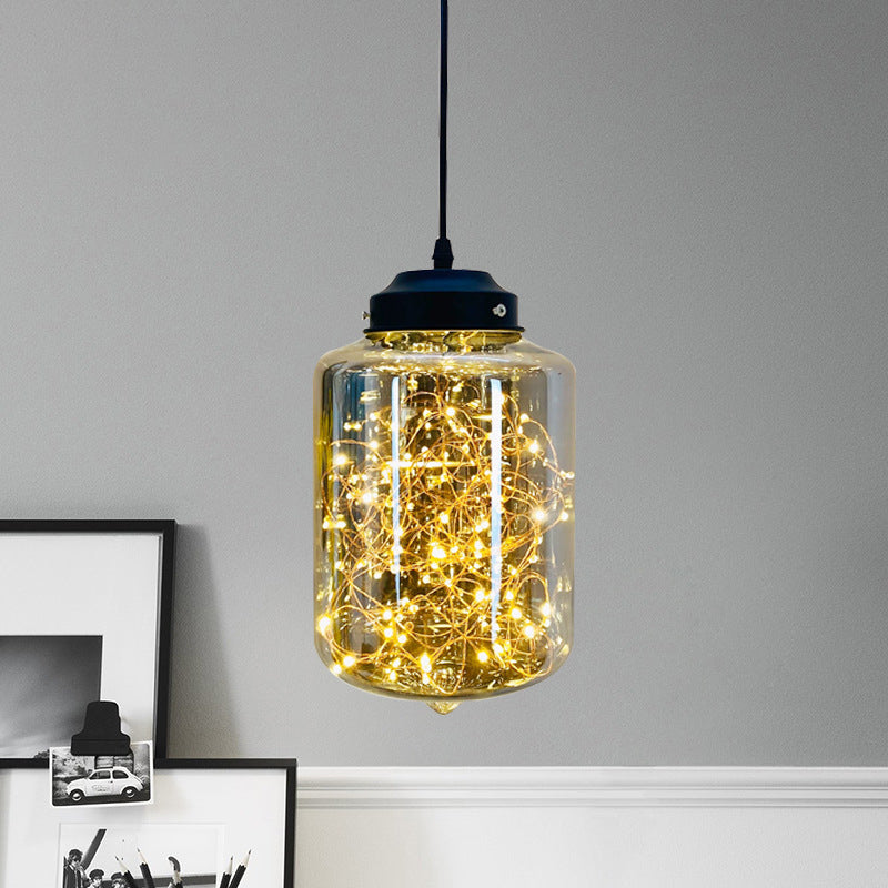 Sphere/Cylinder/Oval LED Ceiling Light Postmodern Smoke Grey Glass Chrome/Black Hanging Pendant Lamp for Dining Room Clearhalo 'Ceiling Lights' 'Glass shade' 'Glass' 'Modern Pendants' 'Modern' 'Pendant Lights' 'Pendants' Lighting' 1937576
