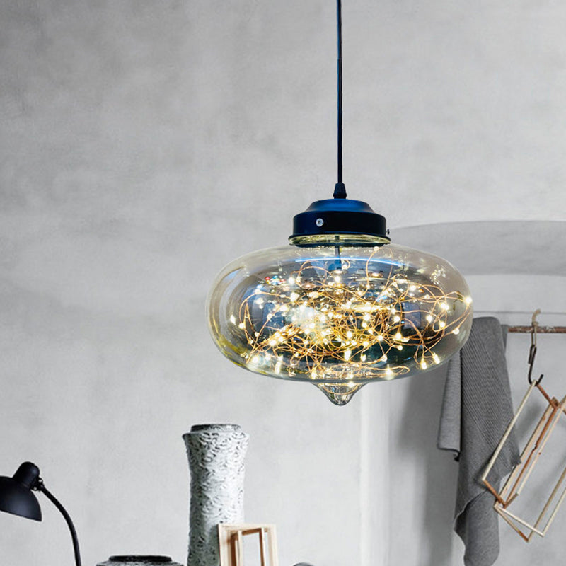 Sphere/Cylinder/Oval LED Ceiling Light Postmodern Smoke Grey Glass Chrome/Black Hanging Pendant Lamp for Dining Room Clearhalo 'Ceiling Lights' 'Glass shade' 'Glass' 'Modern Pendants' 'Modern' 'Pendant Lights' 'Pendants' Lighting' 1937581