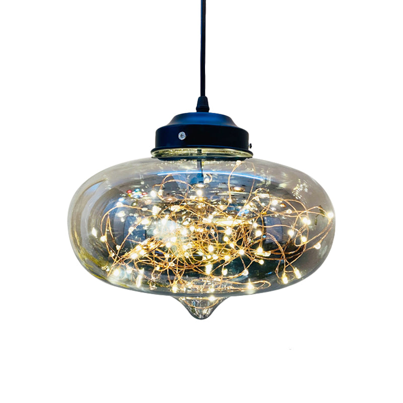 Sphere/Cylinder/Oval LED Ceiling Light Postmodern Smoke Grey Glass Chrome/Black Hanging Pendant Lamp for Dining Room Clearhalo 'Ceiling Lights' 'Glass shade' 'Glass' 'Modern Pendants' 'Modern' 'Pendant Lights' 'Pendants' Lighting' 1937582