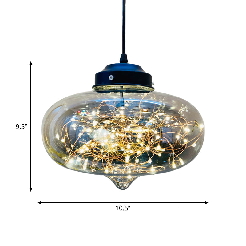 Sphere/Cylinder/Oval LED Ceiling Light Postmodern Smoke Grey Glass Chrome/Black Hanging Pendant Lamp for Dining Room Clearhalo 'Ceiling Lights' 'Glass shade' 'Glass' 'Modern Pendants' 'Modern' 'Pendant Lights' 'Pendants' Lighting' 1937583