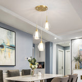 Dual-Shade Diamond Ceiling Hand Lamp Modern Clear Glass 3-Bulb Gold Round/Linear Canopy Cluster Pendant Light Gold Round Clearhalo 'Ceiling Lights' 'Modern Pendants' 'Modern' 'Pendant Lights' 'Pendants' Lighting' 1937593
