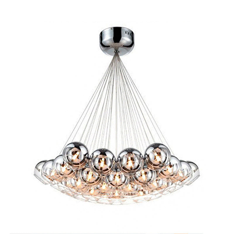 Bubbling Mirrored Glass Pendant Light Postmodern 37-Light Silver Multiple Hanging Light over Dining Table Clearhalo 'Ceiling Lights' 'Modern Pendants' 'Modern' 'Pendant Lights' 'Pendants' Lighting' 1937603