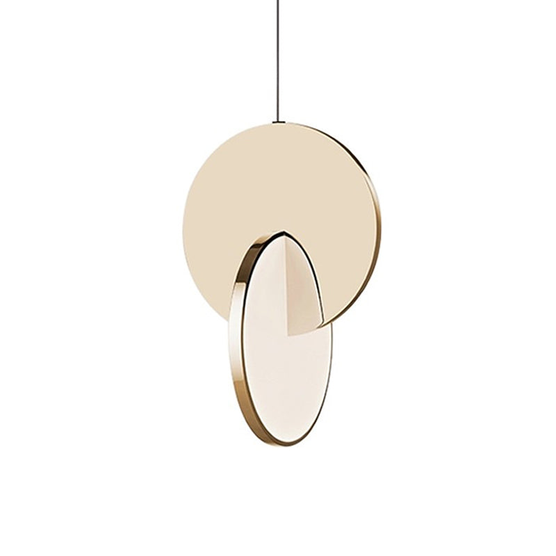 Novelty Minimalist LED Pendulum Light Chrome/Gold Interlocked Disc Ceiling Pendant Lamp with Acrylic Shade, 7"/10" W Clearhalo 'Ceiling Lights' 'Modern Pendants' 'Modern' 'Pendant Lights' 'Pendants' Lighting' 1937612