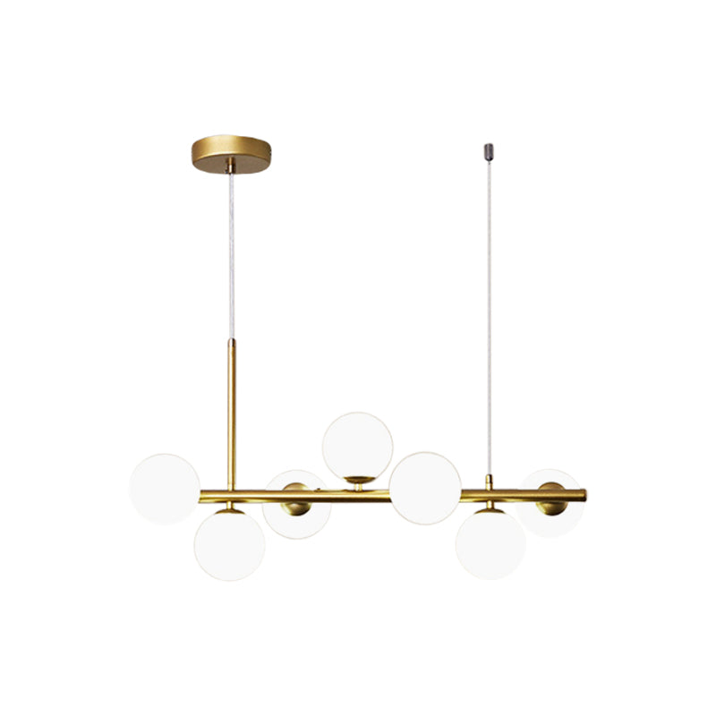 Clear/Amber/Smoke Grey Glass Ball Pendant Postmodern 7/9/11 Lights Black/Gold Hanging Island Light for Kitchen Clearhalo 'Ceiling Lights' 'Glass shade' 'Glass' 'Island Lights' Lighting' 1937659