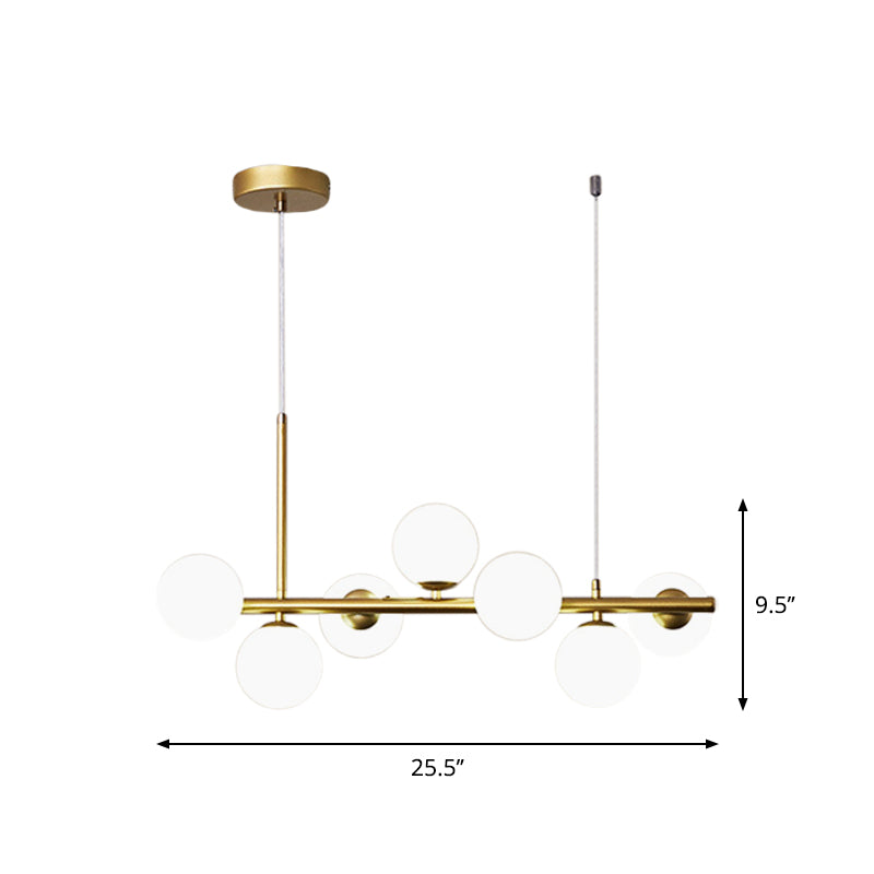 Clear/Amber/Smoke Grey Glass Ball Pendant Postmodern 7/9/11 Lights Black/Gold Hanging Island Light for Kitchen Clearhalo 'Ceiling Lights' 'Glass shade' 'Glass' 'Island Lights' Lighting' 1937660