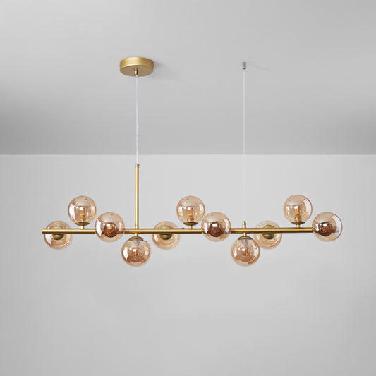 Clear/Amber/Smoke Grey Glass Ball Pendant Postmodern 7/9/11 Lights Black/Gold Hanging Island Light for Kitchen Clearhalo 'Ceiling Lights' 'Glass shade' 'Glass' 'Island Lights' Lighting' 1937662