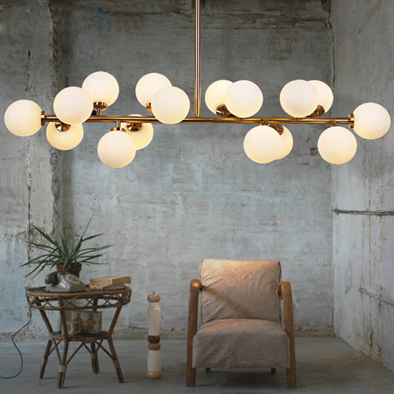 Bubbled Island Light Fixture Postmodern Opal Frosted Glass 16 Bulbs Gold Pendant Ceiling Light Gold Clearhalo 'Ceiling Lights' 'Glass shade' 'Glass' 'Island Lights' Lighting' 1937666