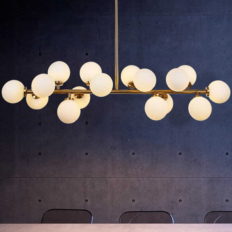 Bubbled Island Light Fixture Postmodern Opal Frosted Glass 16 Bulbs Gold Pendant Ceiling Light Clearhalo 'Ceiling Lights' 'Glass shade' 'Glass' 'Island Lights' Lighting' 1937667