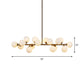 Bubbled Island Light Fixture Postmodern Opal Frosted Glass 16 Bulbs Gold Pendant Ceiling Light Clearhalo 'Ceiling Lights' 'Glass shade' 'Glass' 'Island Lights' Lighting' 1937670